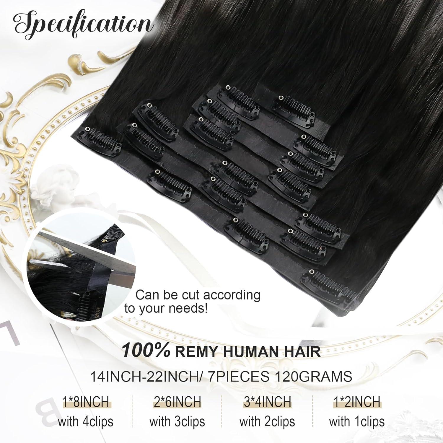 imageMoresoo Clip in Hair Extensions Balayage and Seamless Hair Extensions Clip in Human Hair Ombre Black to Silver Grey 5pcs70g 10inch7pcs120g 14inch Bundle