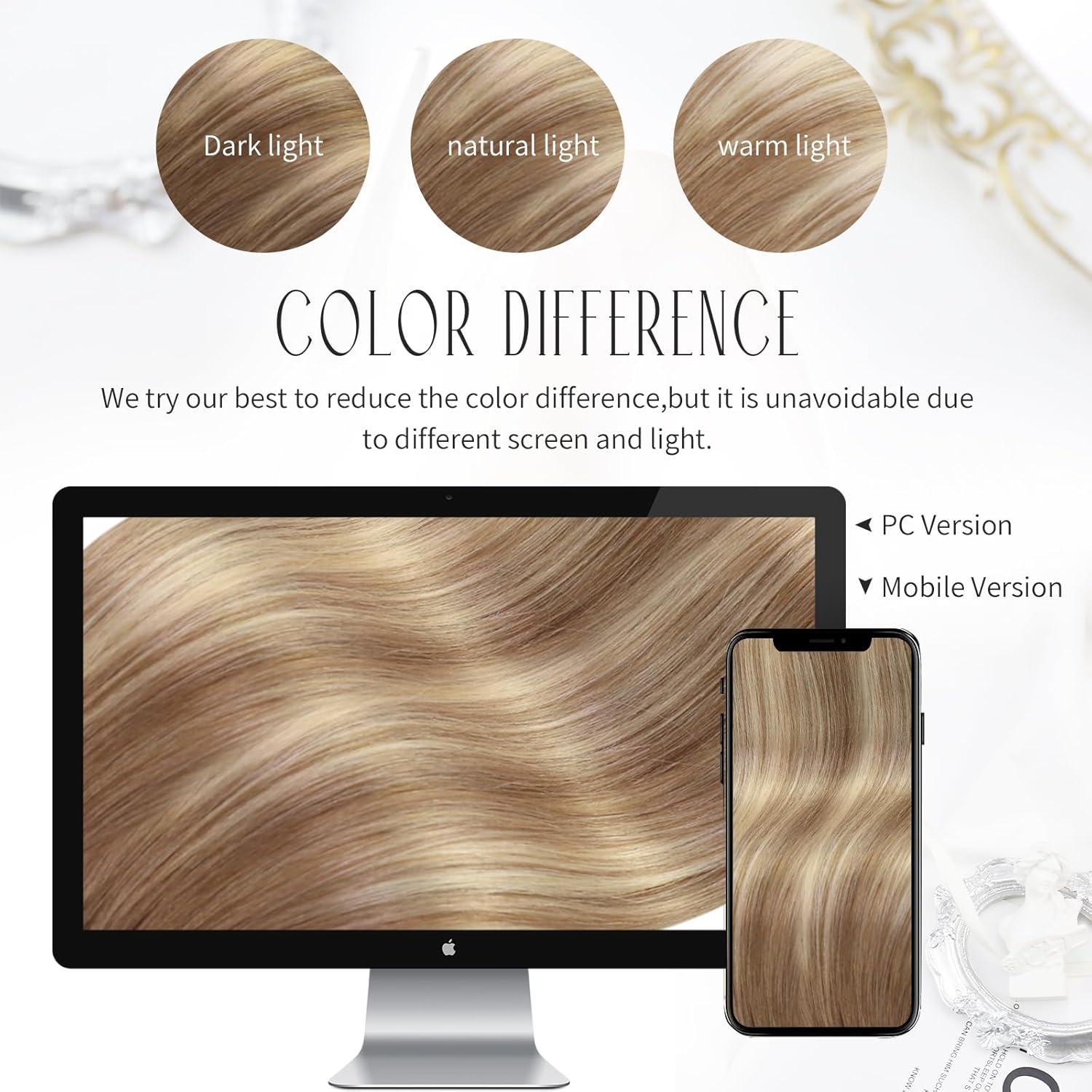 imageMoresoo Clip in Hair Extensions Human Hair Balayage Light Brown with Golden Blonde Real Hair Extensions Clip in Human Hair Ombre 2packs 16inch