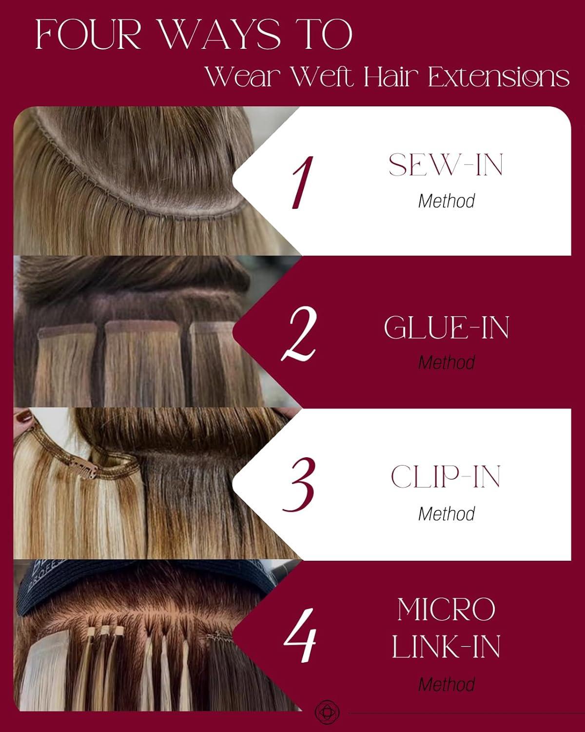 imageMoresoo I Tip Hair Extensions Human Hair 20in with Sew in Hair Extensions Real Human Hair 18inch P9A60 Highlights Medium Golden Brown with Platinum Blonde Bundle