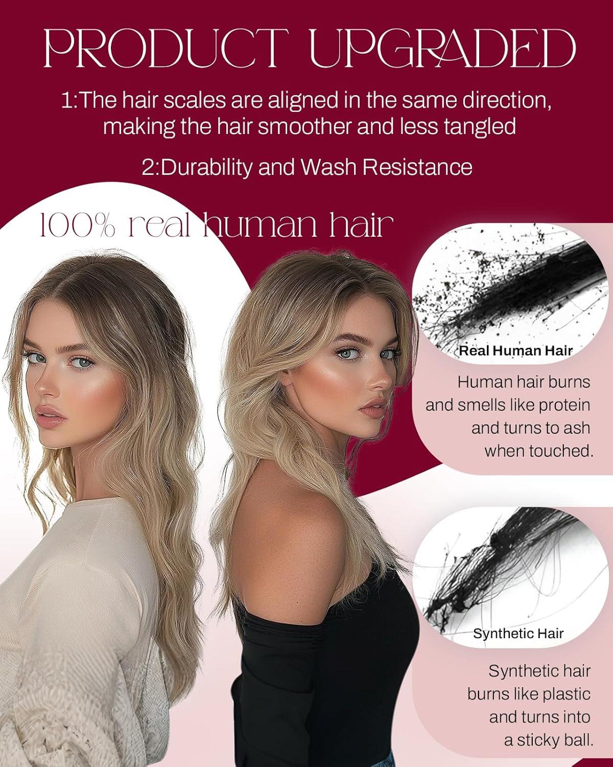 imageMoresoo I Tip Hair Extensions Human Hair 20in with Sew in Hair Extensions Real Human Hair 18inch P9A60 Highlights Medium Golden Brown with Platinum Blonde Bundle