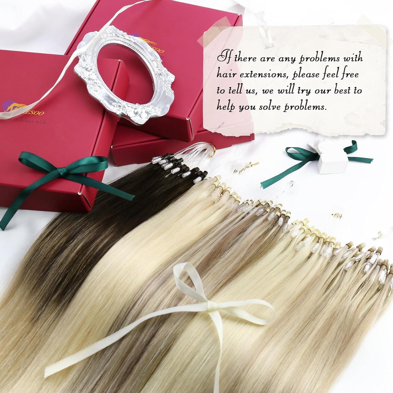 imageMoresoo Micro Link Hair Extensions Human Hair Dark bown 4 micror loop hair extensions human hair burgundy 99J 18 inch micro beads hair extensions real human hair red microlink hair extensions brown