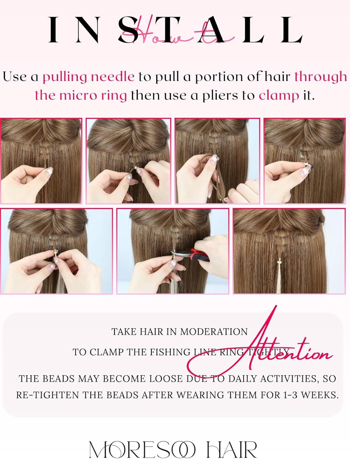 imageMoresoo I Tips Hair Extensions Human Hair Ash Blonde with Bleach Blonde Highlight Pre Bonded Hair Extensions Human Hair Straight 40G50S 14Inch