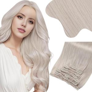 Moresoo Seamless Clip in Hair Extensions Human Hair Blonde with Human Hair Clip in Extensions blonde 2packs 20inch