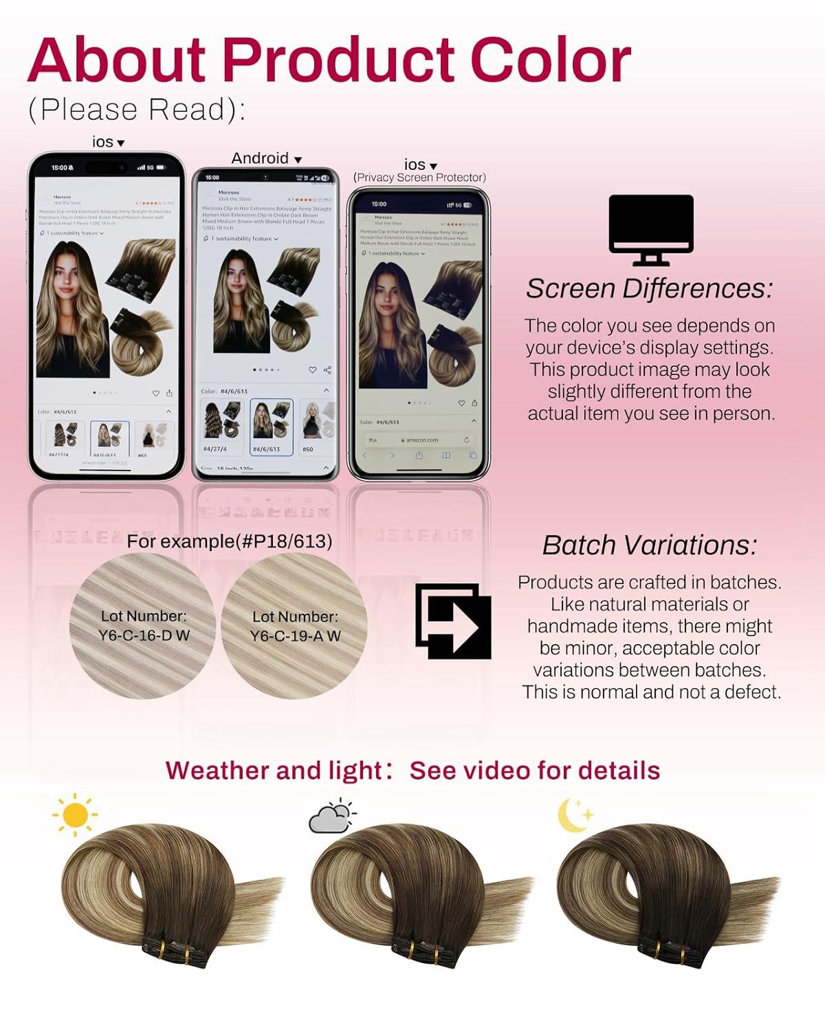 imageMoresoo Clip in Extensions Real Human Hair 120g7pcs with Micro Link Hair Extensions 50g50s 16 Inch Ombre Dark Brown to Light Brown with Bleach Blonde Bundle