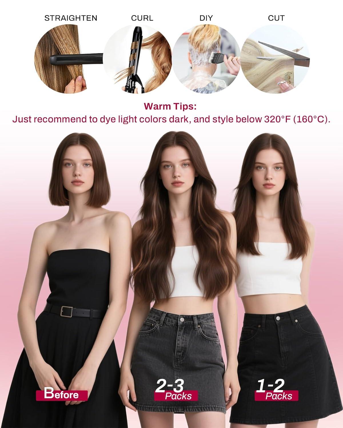 imageMoresoo Clip in Extensions Real Human Hair 80g5pcs with Seamless Clip in Hair Extensions 120g7pcs 14inch Balayage Dark Brown to Caramel Blonde Bundle