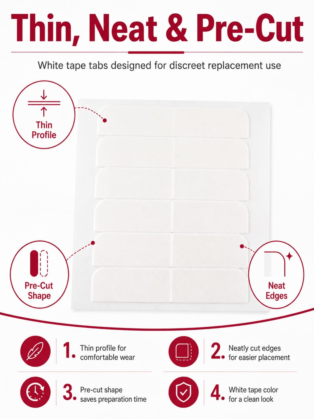 image:imageMoresoo Hair Extension Tape 3 Sheet 36Pieces4 cm x 08 cm Single Sided Adhesive Strips for Tape in Hair Extensions36pcs Double Sided Tape Tabs
