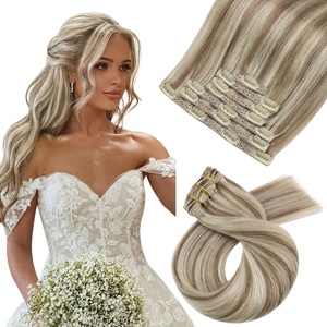 Moresoo Bundle Tape+Clip in Hair Extensions 18 Inch Real Human Hair Color #9A Light Brown Highlighted with #60 Platinum Blonde (50g 20pcs+120g 7pcs) Thick End Real Hair Extensions