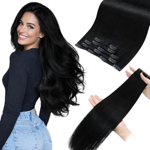 Moresoo Jet Black 26in 160g Clip Ins and 24in 50g Butterfly Weft Bundle