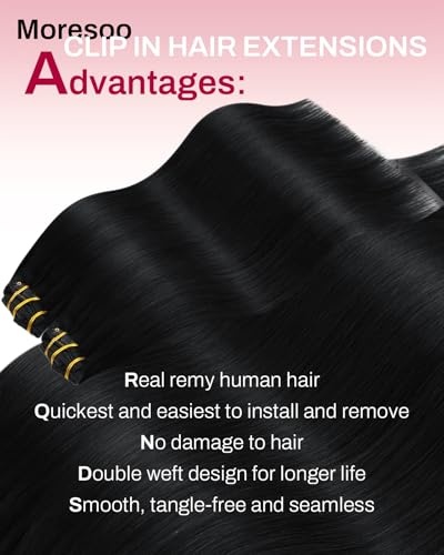 image:imageMoresoo Black Black Silver Ombre Clip ins 28in 160g and 24in 150g Bundle