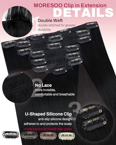 image:imageMoresoo Black Black Silver Ombre Clip ins 28in 160g and 24in 150g Bundle