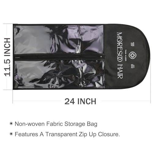 image:imageMoresoo Jet Black Clip ins 28in 180g with Hair Extension Storage Bag Bundle