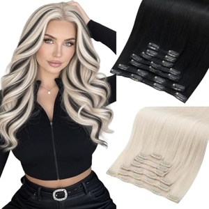 Moresoo Blue Black Blonde Clip ins 28in 160g and 24in 120g Bundle