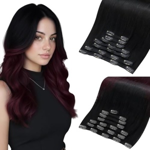 Moresoo Blue Black Cherry Red Clip ins 28in 160g and 24in 150g Bundle