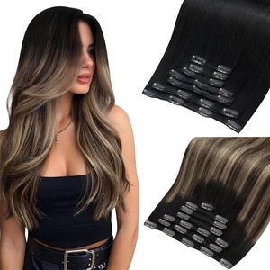 Moresoo Jet Black Balayage Clip ins 28in 200g and 24in 120g Bundle