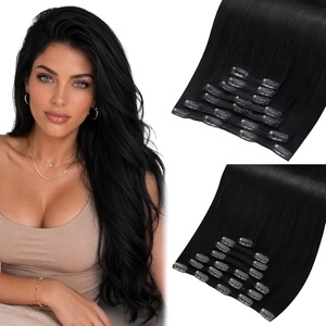 Moresoo Jet Black Blue Black Clip ins 28in 180g and 24in 120g Bundle