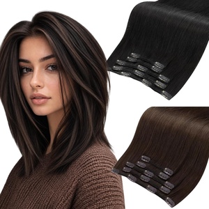 Moresoo Natural Black Medium Brown Clip ins 12in 80g and 12in 80g Bundle