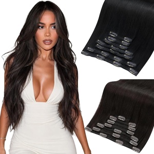 Moresoo Jet Black Dark Brown Clip ins 28in 200g and 28in 160g Bundle