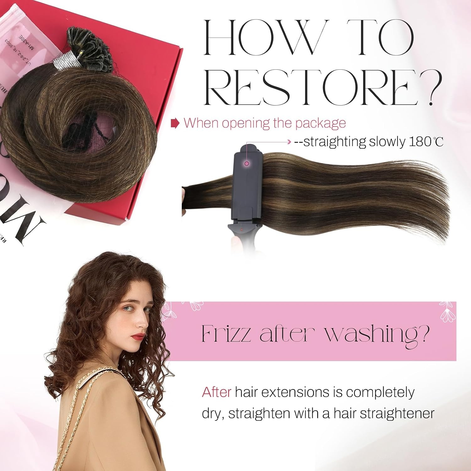 image:imageMoresoo K Tip Hair Extensions Real Human Hair Brown Chestnut Ombre 20 Inch