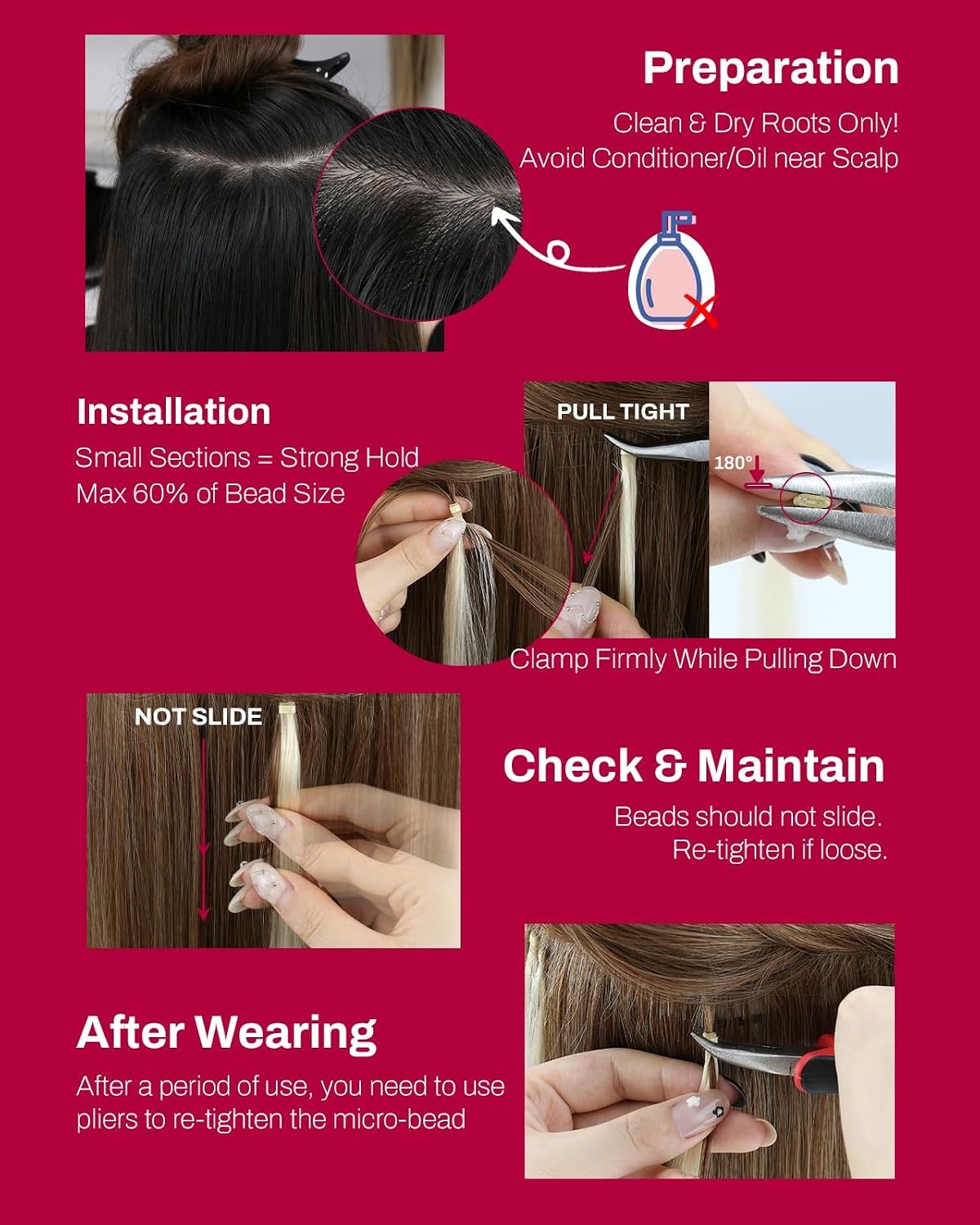 image:imageMoresoo Micro Bead Hair Extensions Real Human Hair Black Caramel Blonde