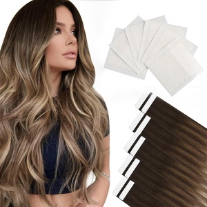 Moresoo Dark Brown Beige Blonde Tape Extensions with 36 Tape Tabs Bundle | Dark brown and beige blonde human hair tape ins with 36 replacement tabs for partial volume flat placement and easy retaping