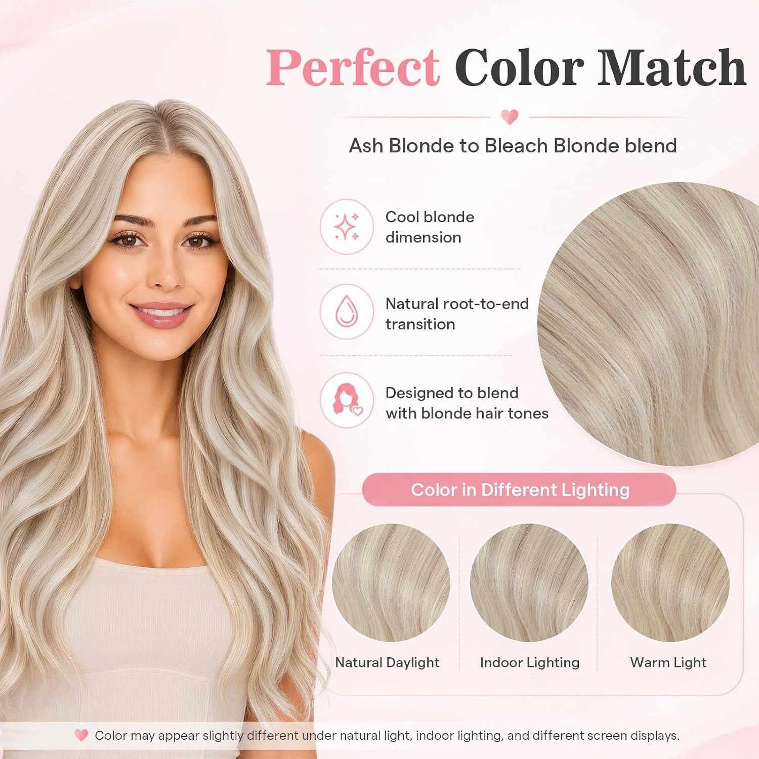 image:imageMoresoo Clip in Hair Extensions Ash Blonde Highlights 14inch Yellow ToneS 1660 Highlights Ash Blonde with Light Golden Blonde