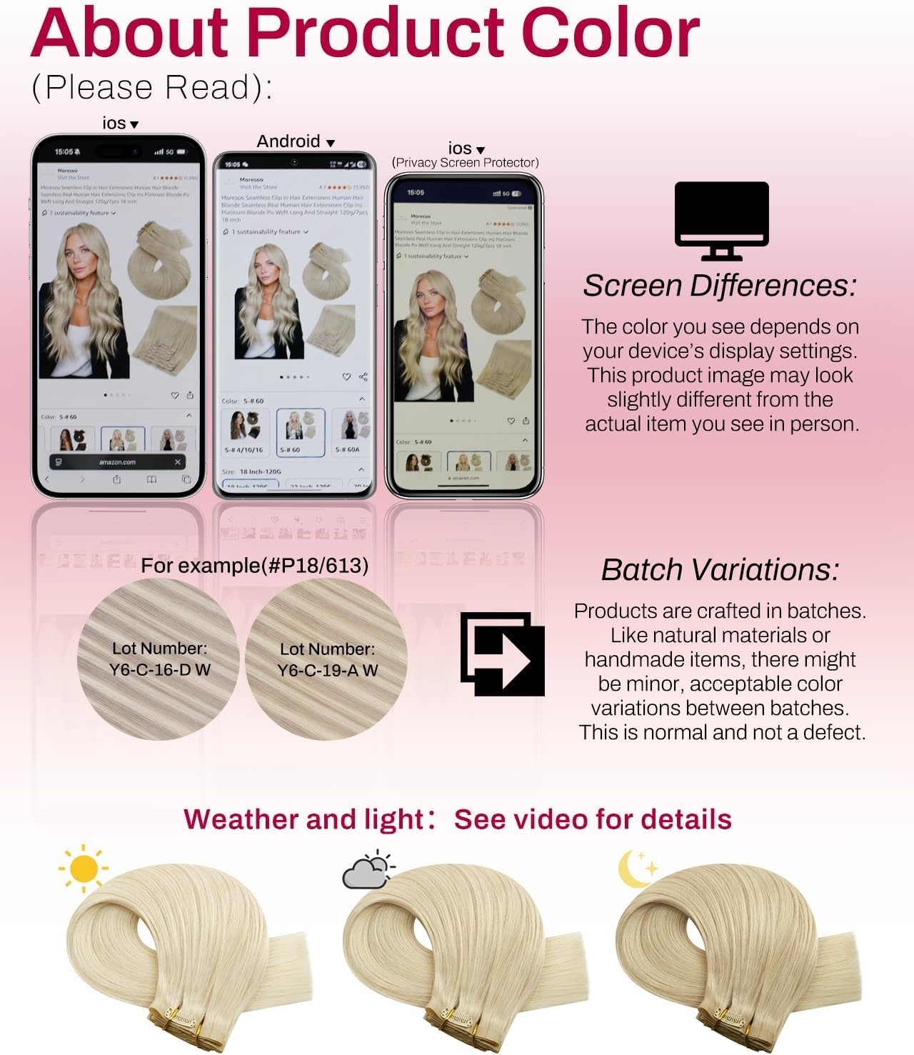 image:imageMoresoo Clip in Hair Extensions Ash Blonde Highlights 14inch Yellow ToneS 60 Light Blonde