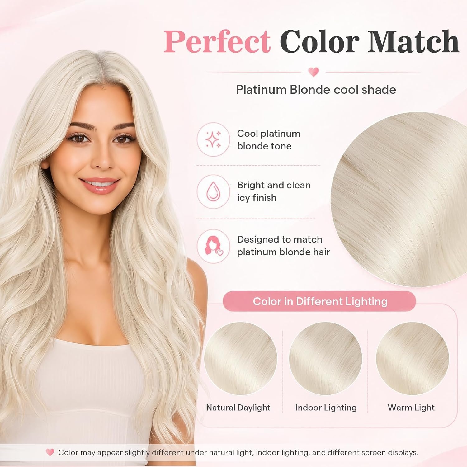 image:imageMoresoo Clip in Hair Extensions Ash Blonde Highlights 14inch Yellow ToneS 60A Platinum Blonde