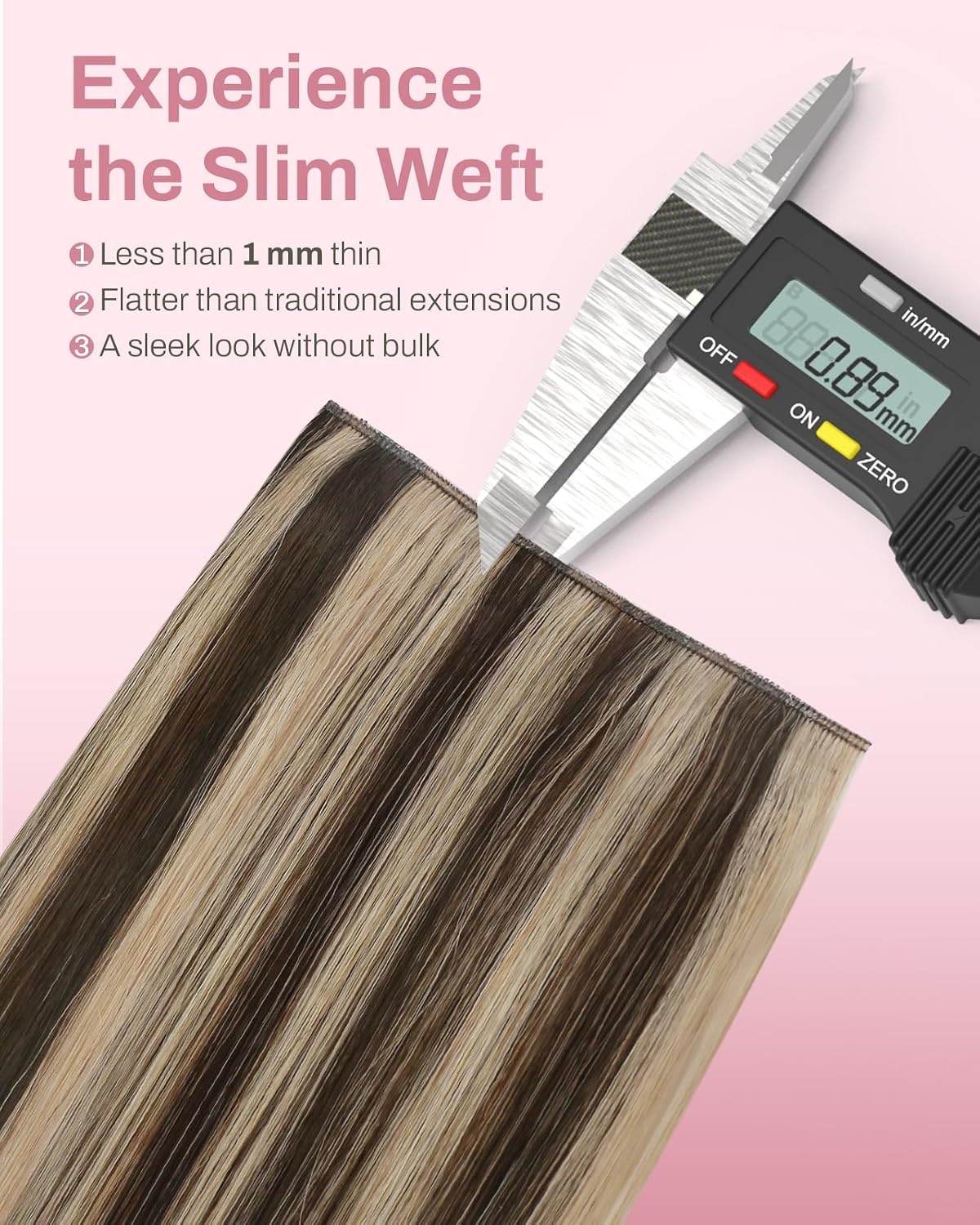 image:imageMoresoo Clip in Hair Extensions Ash Blonde Highlights 14inch Yellow ToneS P427 Medium Brown to Warm Caramel
