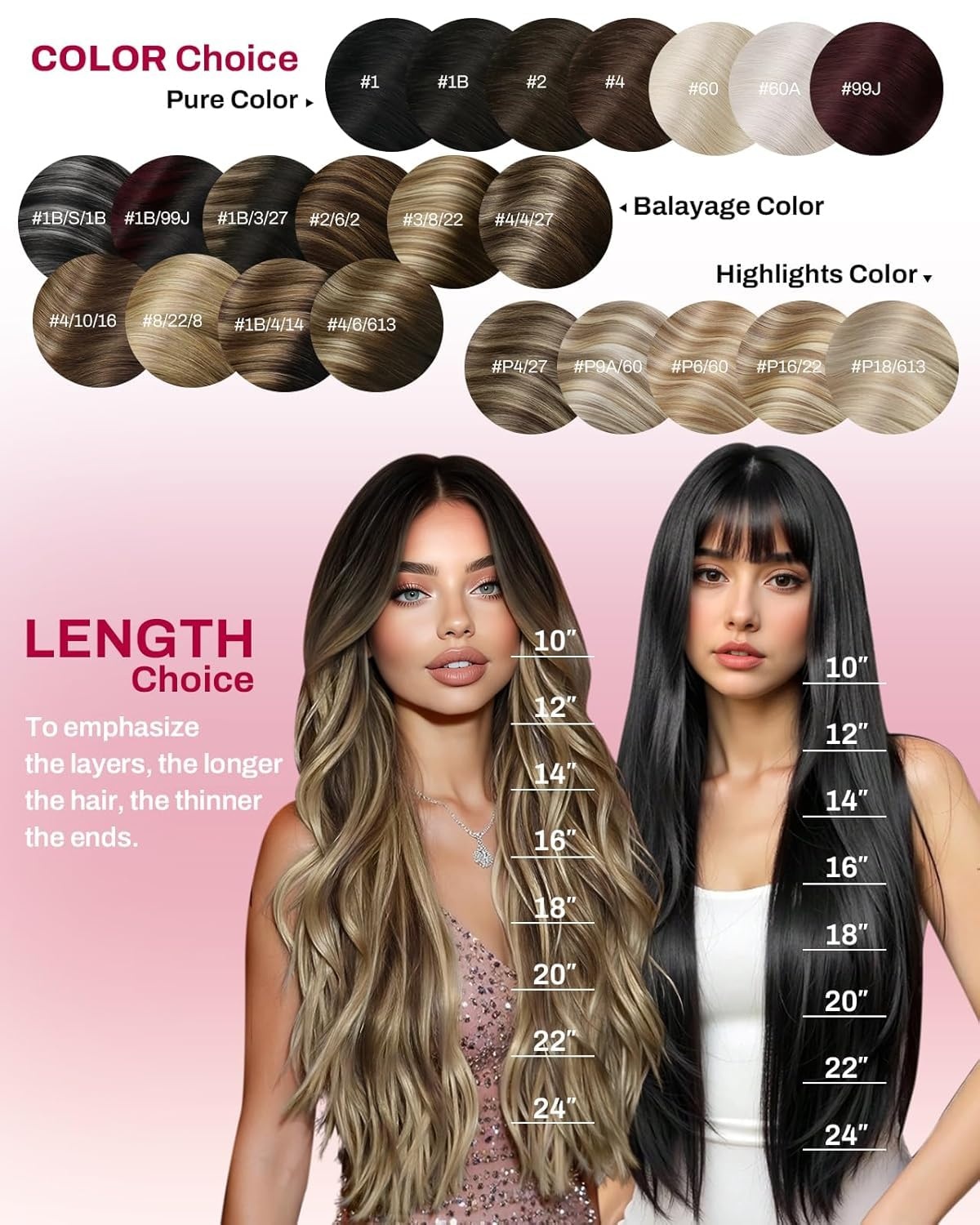 image:imageMoresoo Clip in Hair Extensions Ash Blonde Highlights 14inch Yellow ToneS1B99J Natural Black to Cherry Red