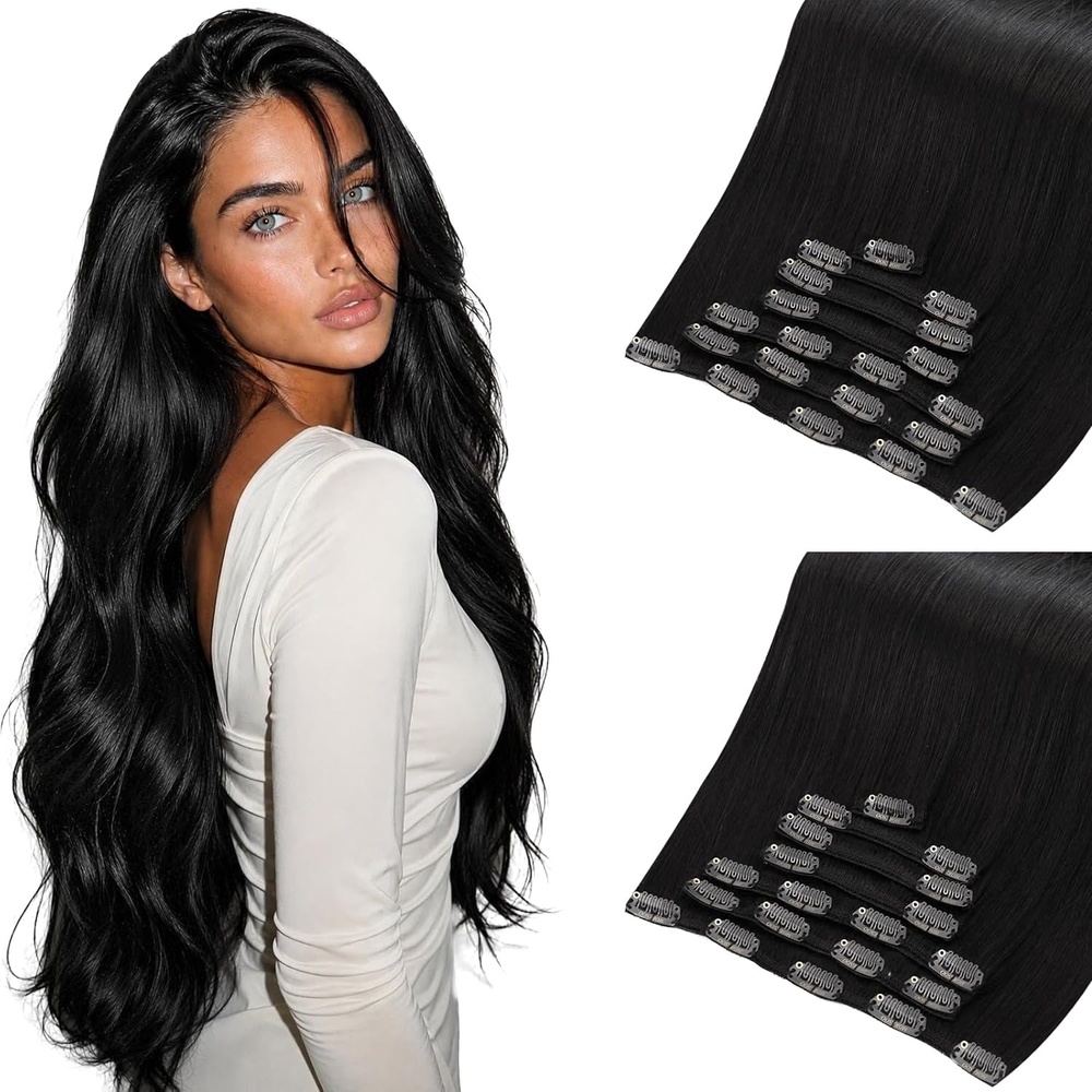image:imageMoresoo Black Clip ins 16in 120g and 18in 120g Bundle