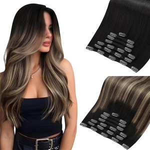 Moresoo Black Brown Balayage Clip ins 16in 120g and 18in 80g Bundle