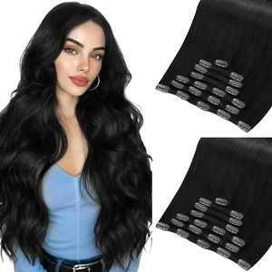 Moresoo Black Natural Black Clip ins 16in 120g and 20in 120g Bundle