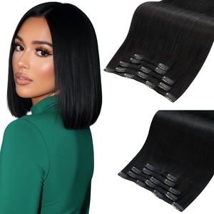Moresoo Natural Black Jet Black Clip ins 14in 80g and 14in 80g Bundle