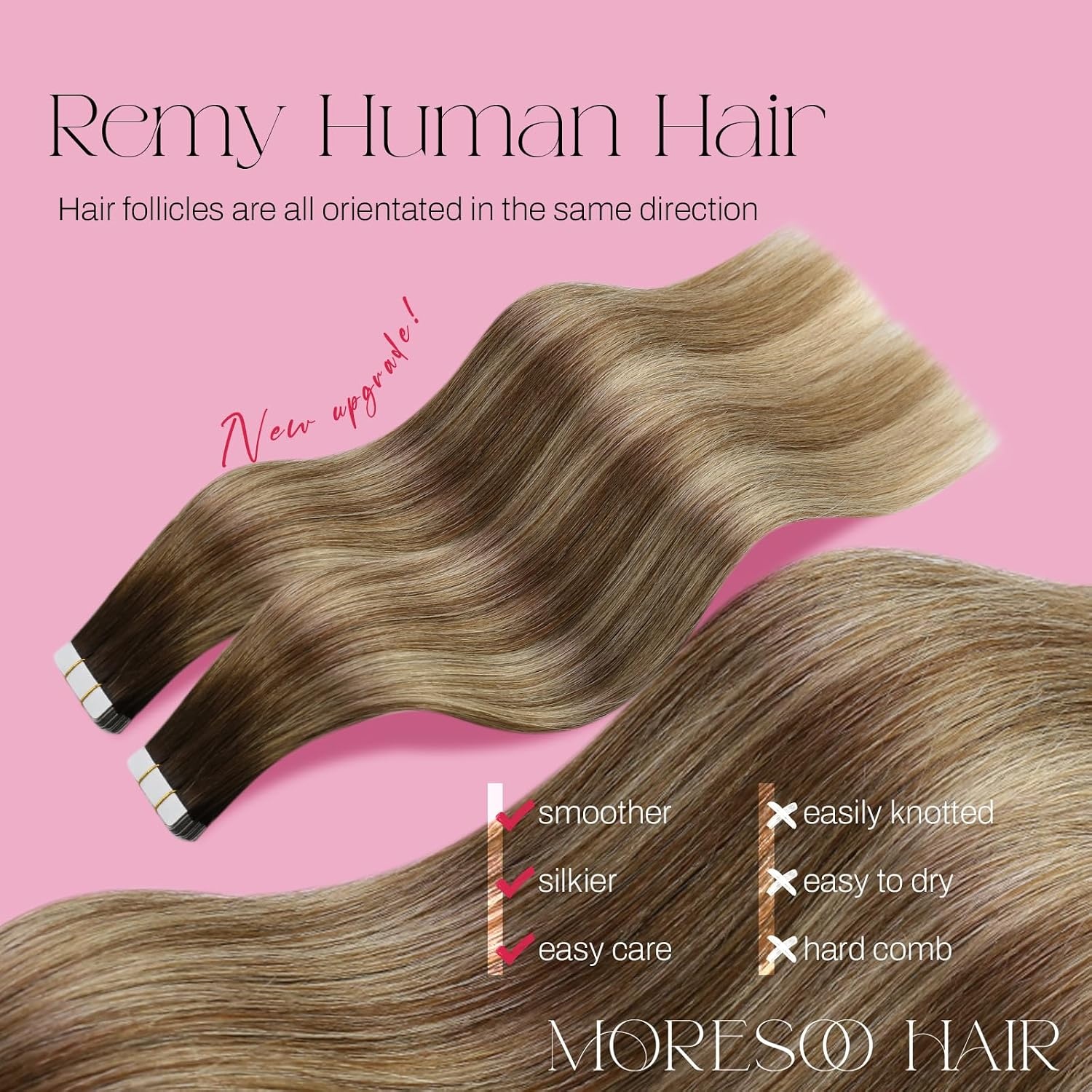 image:image2 Packs 22 Inch Total 40Pieces Tape in Hair Extensions46613 Dark Brown to Chestnut Brown with Platinum Blonde Hair Extensions41016 Dark Brown to Golden Brown with Golden Blonde Hair Extensions