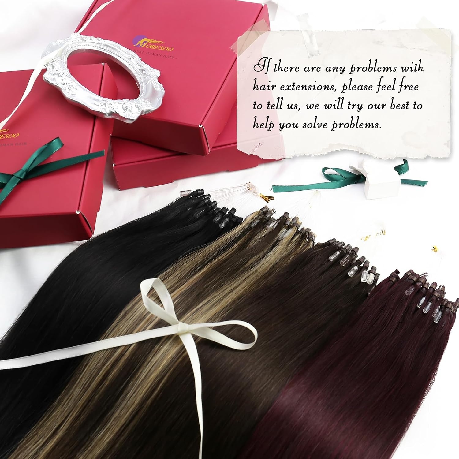 image:imageMicrolink Hair Extensions Human Hair 22 Inch18 Inch 100 Natural Human Hair Extensions Black Hair Extensions 50G 50S Bundle