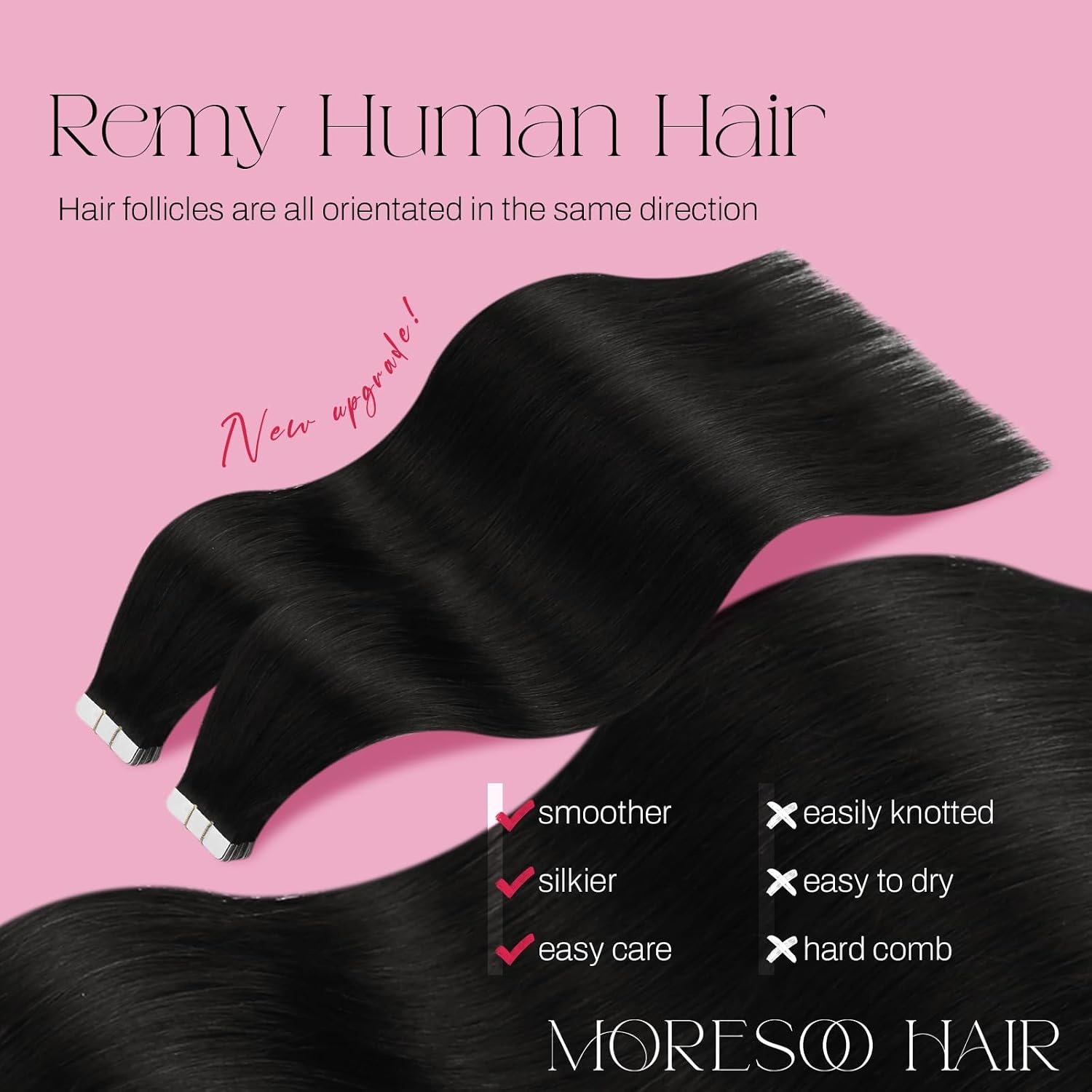 image:imageMoresoo 20PCS Balayage Brown Tape in Hair Extensions 16 Inch 4274 50G and Black Tape in Hair Extensions Human Hair 16inch 50g 1