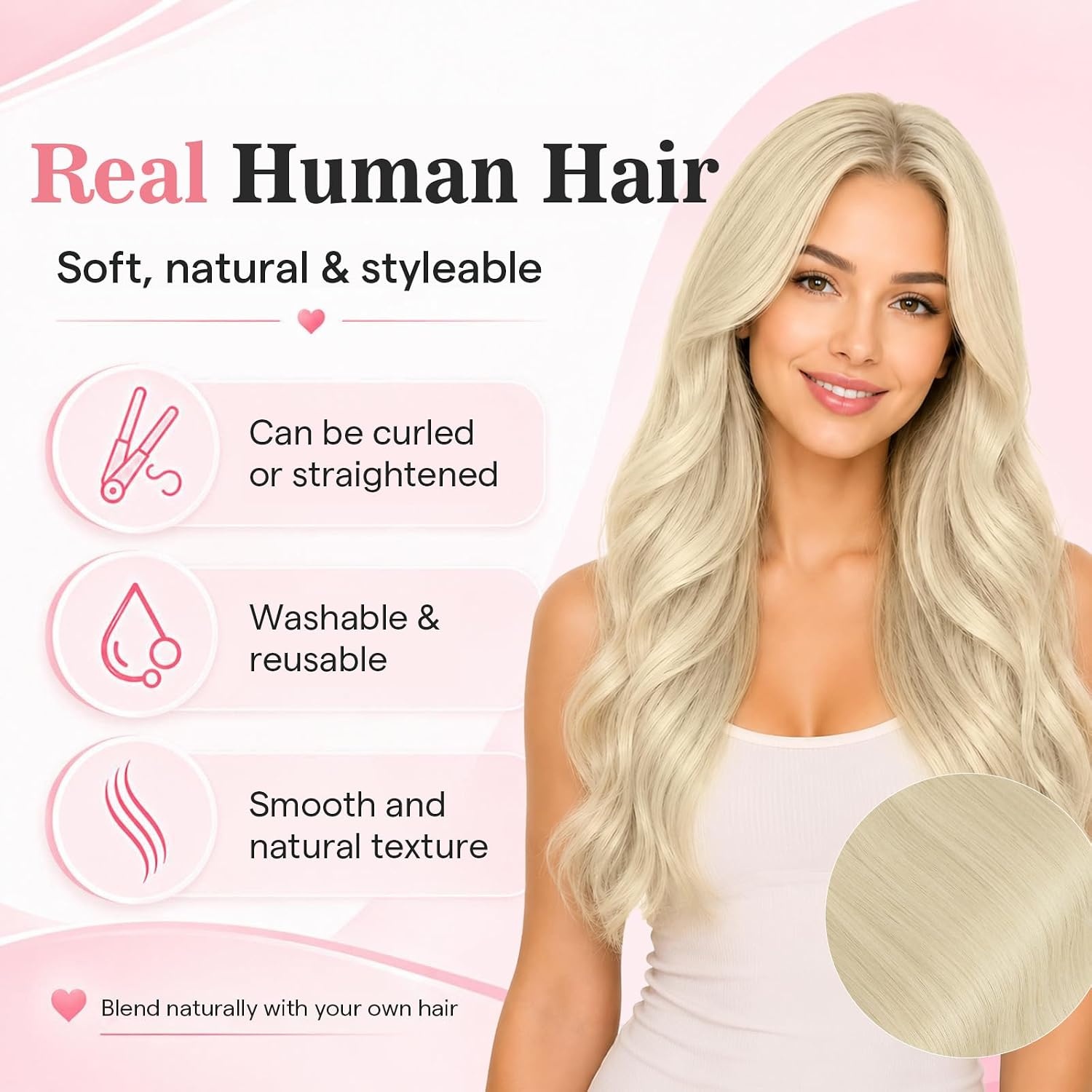 image:imageMoresoo 24in Jet Black and 22in Blonde 7Pcs Clip In Hair Bundle