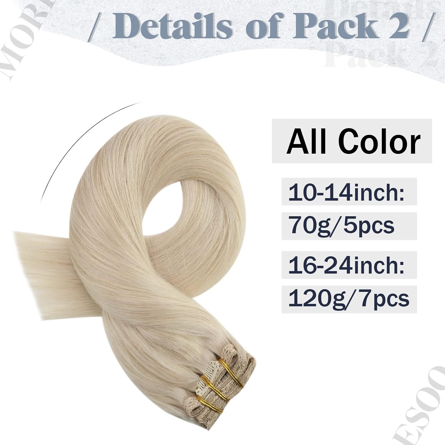 image:imageMoresoo Bundle TapeClip in Human Hair Extensions 18 Inch White Blonde Hair Extensions Solid Color 60A White Blonde 50g 20pcs120g 7pcs Thick Straight Remy Hair