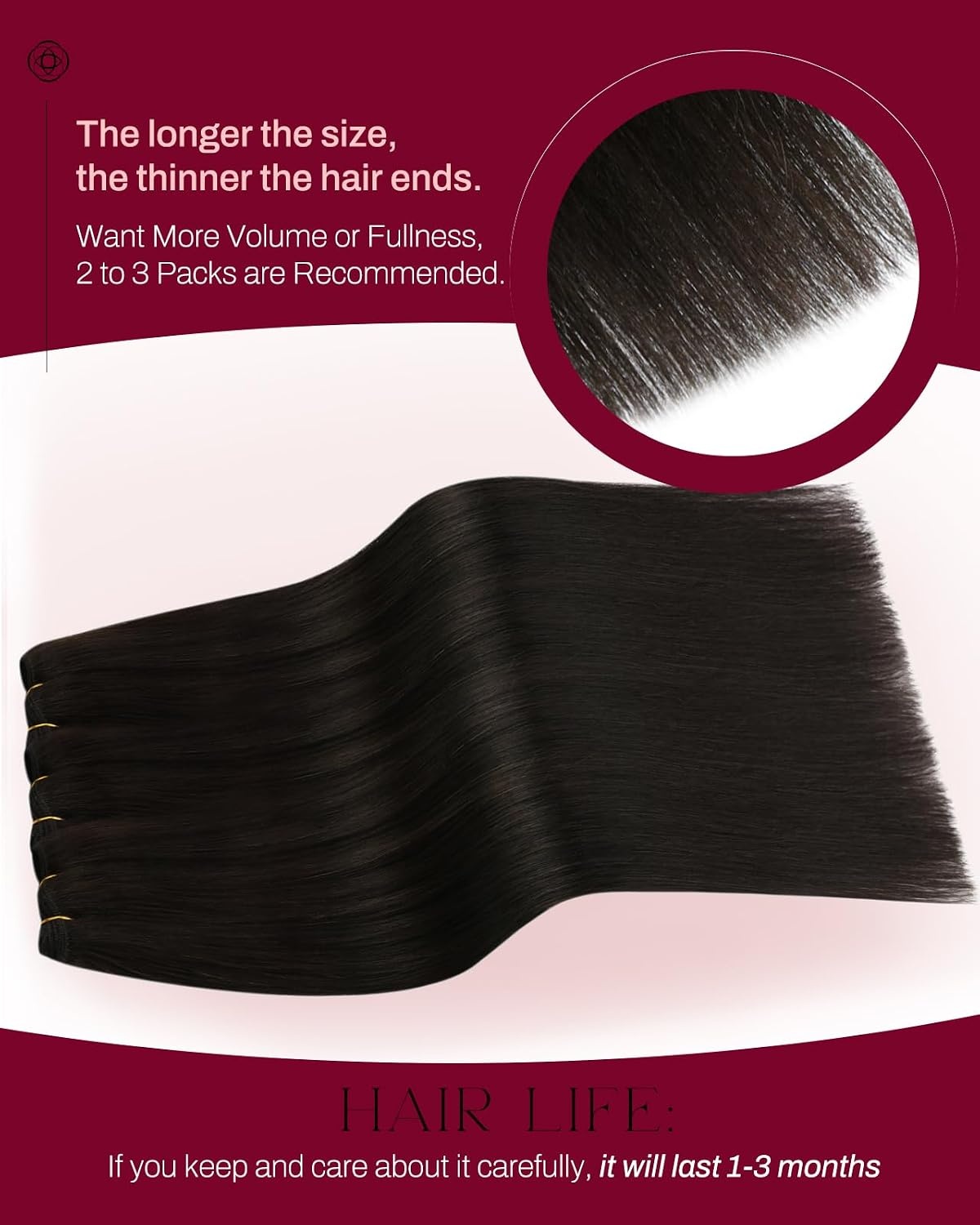 image:imageMoresoo Dark Brown 22 Inch Sew in Weft Hair Extensions with Smoothing Spray