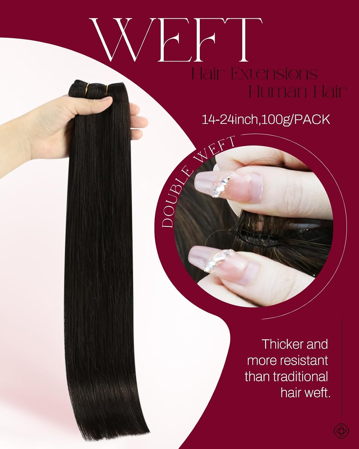 image:imageMoresoo Dark Brown 24 Inch Sew in Hair Extensions with Smoothing Spray