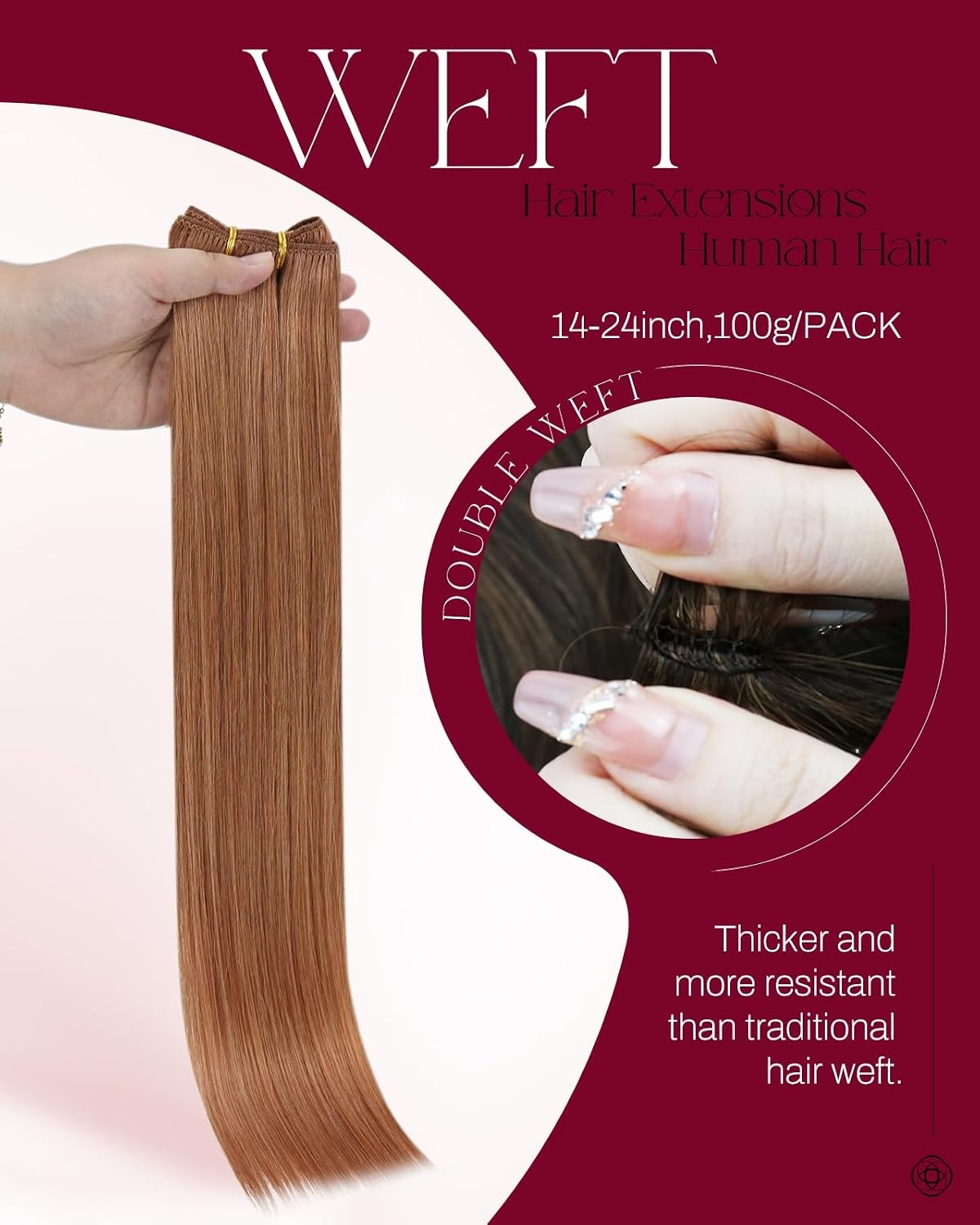 image:imageMoresoo Human Hair Weft Extensions 20 inch 100g with Smoothing Spray