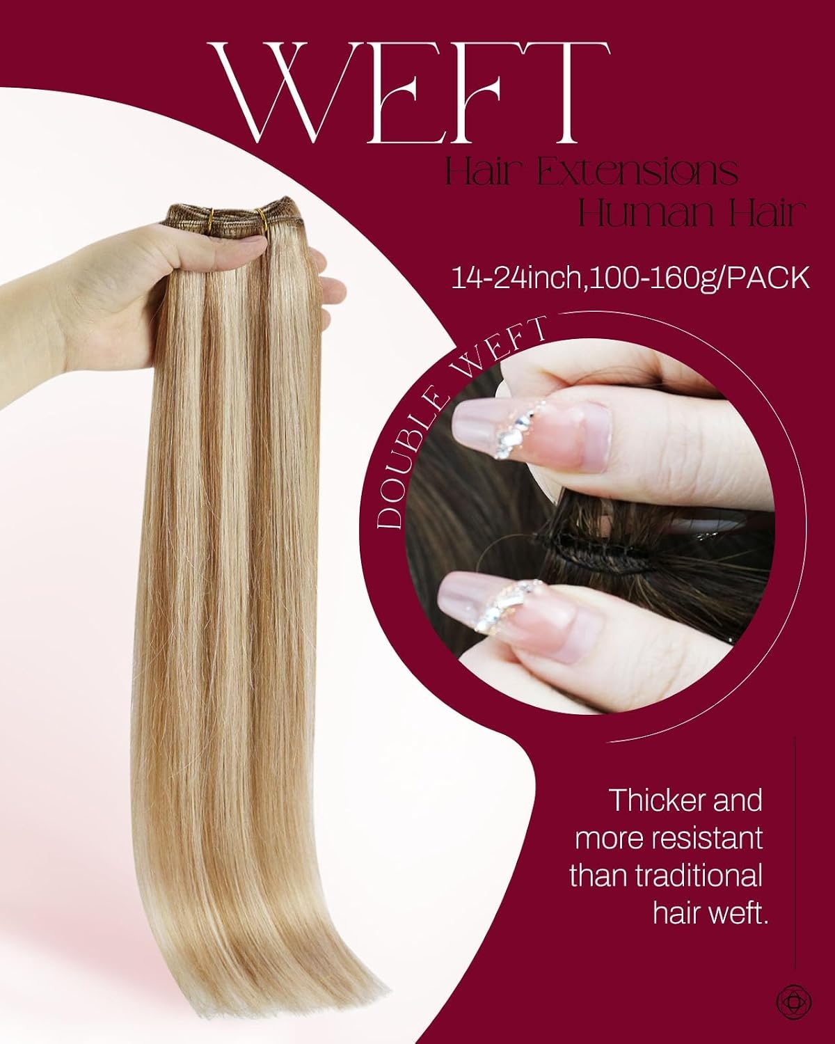 image:imageMoresoo Human Hair Weft Extensions Highlight Brown with Blonde