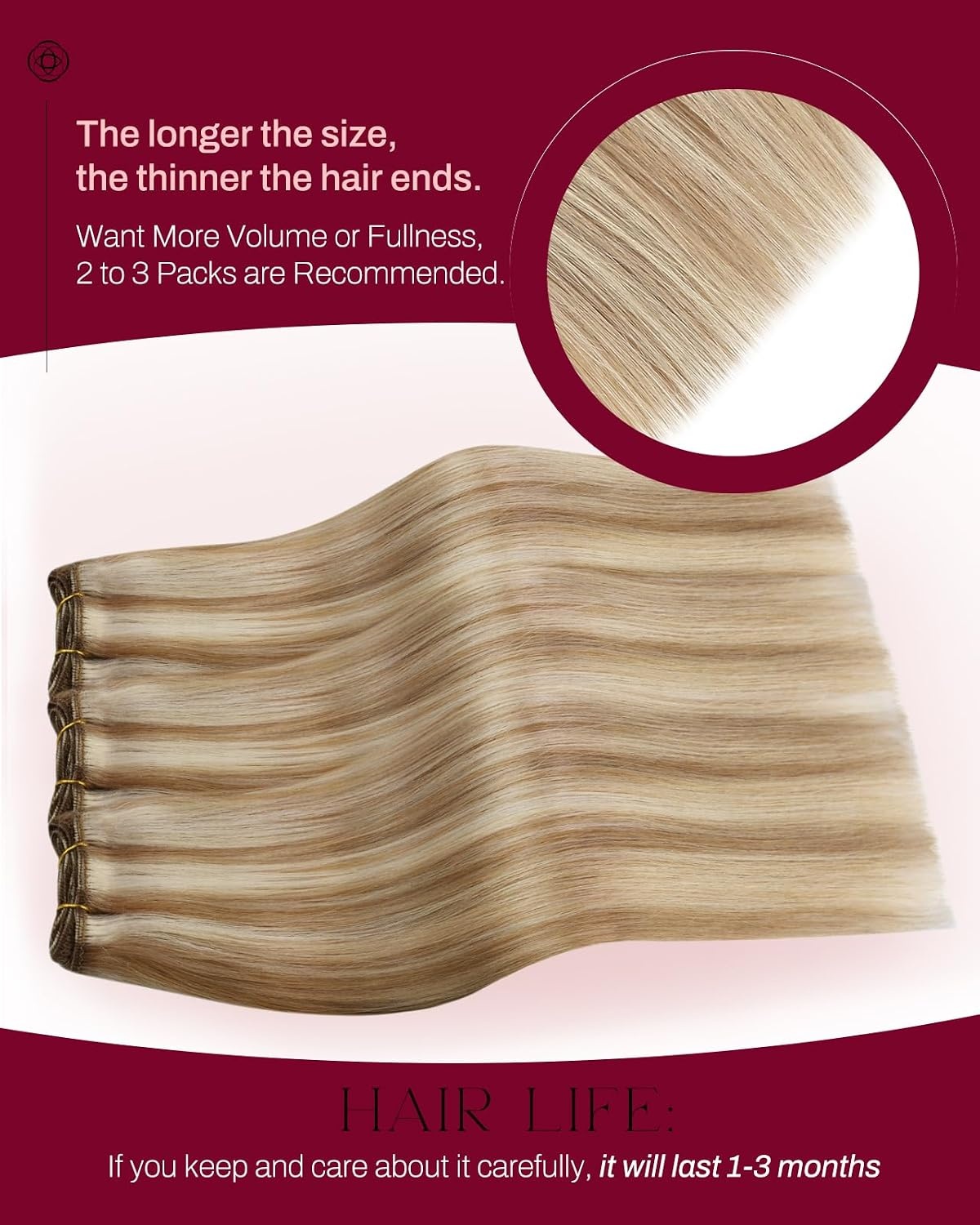 image:imageMoresoo Human Hair Weft Extensions Highlight Brown with Blonde