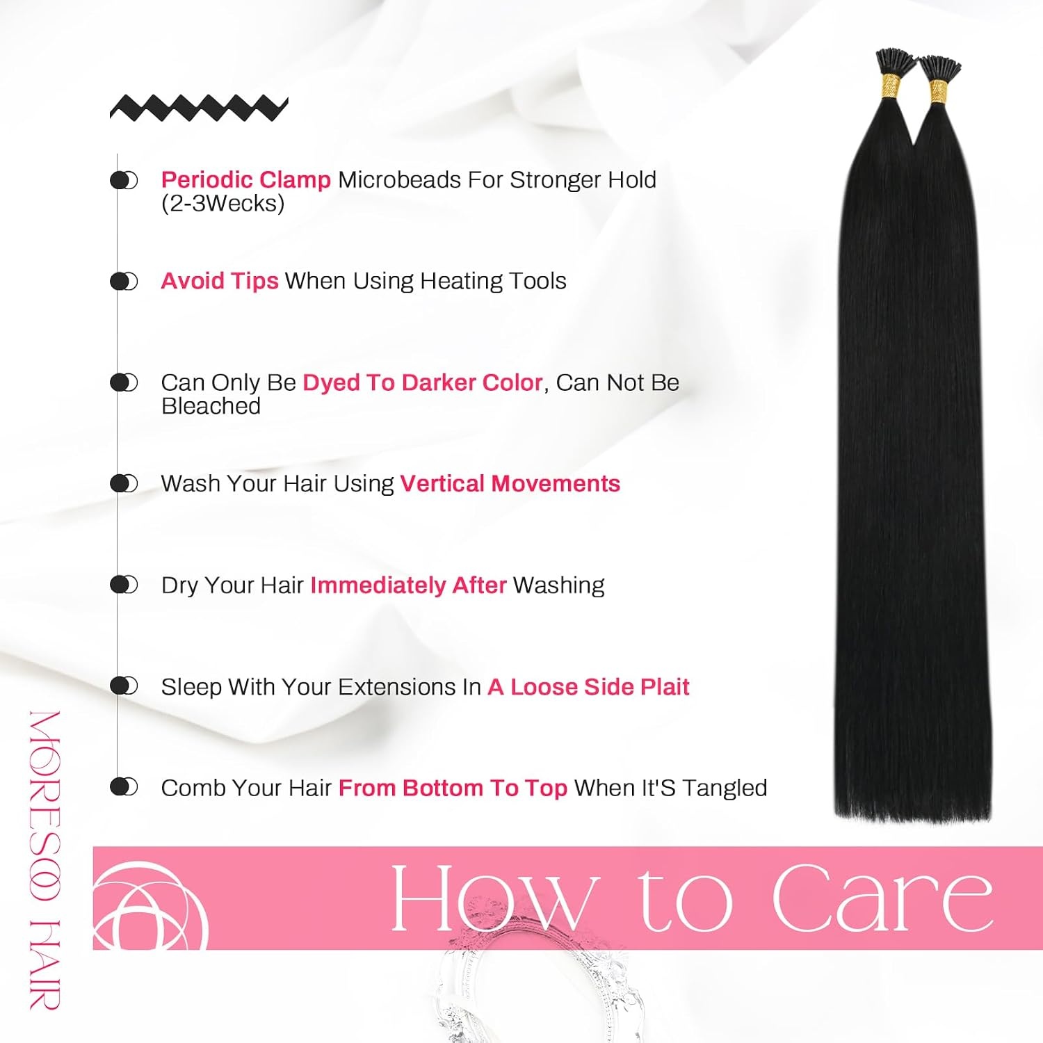 image:imageMoresoo I Tip Hair Extensions Human Hair Jet Black 28 Inch 80g