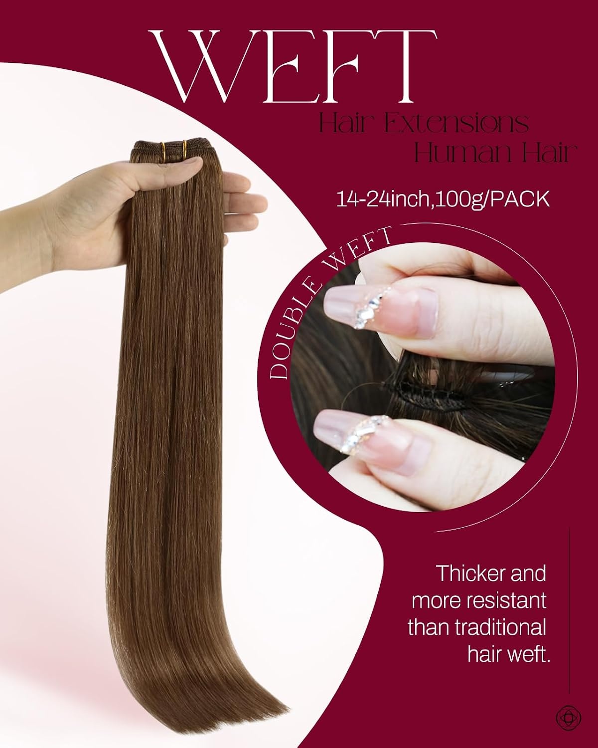 image:imageMoresoo Light Brown 18 Inch Sew in Hair Extensions with Smoothing Spray