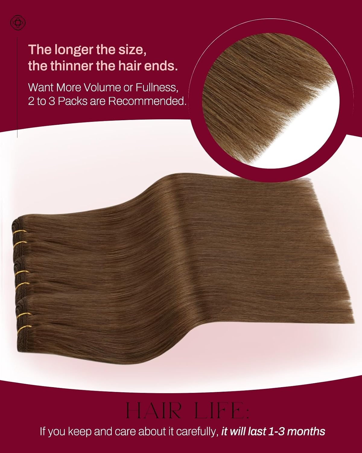 image:imageMoresoo Light Brown 20 Inch Sew in Weft Extensions with Smoothing Spray