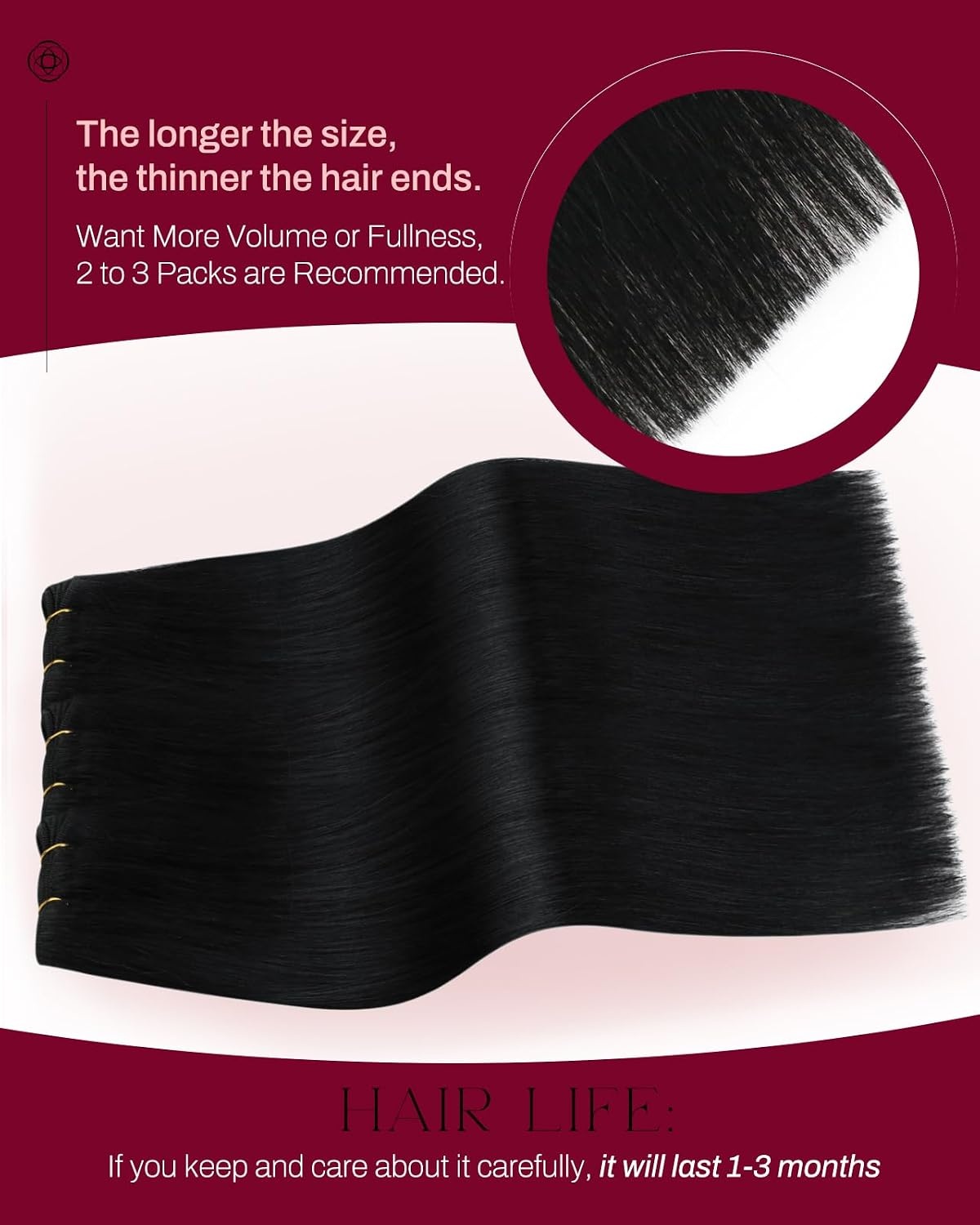 image:imageMoresoo Natural Black 22 Inch Weft Hair Extensions with Smoothing Spray