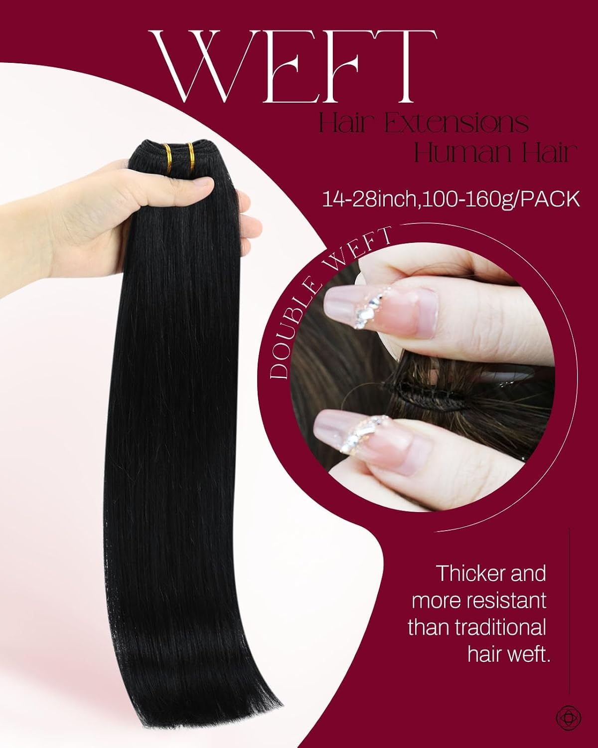 image:imageMoresoo Natural Black 22 Inch Weft Hair Extensions with Smoothing Spray