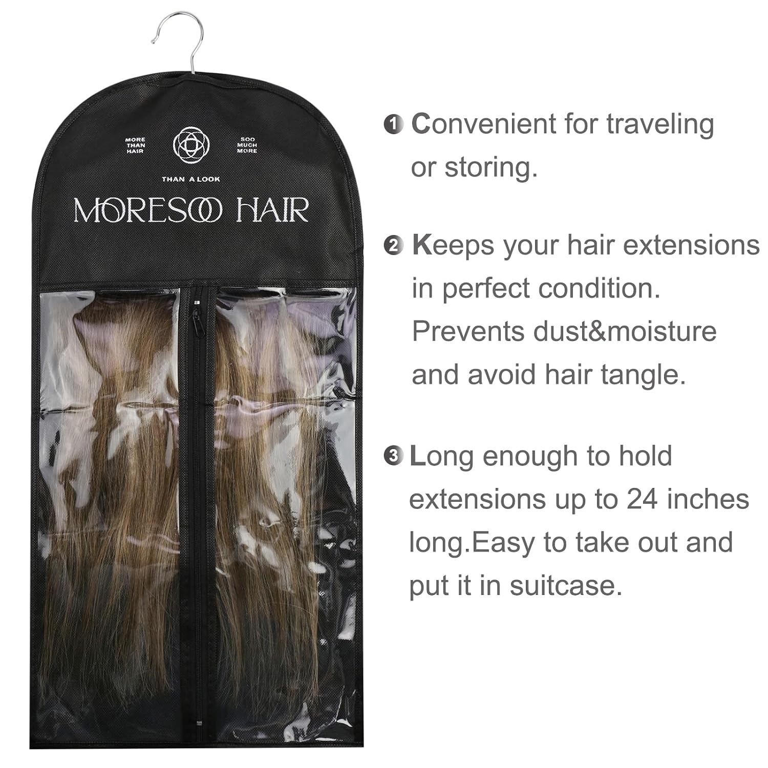 image:imageMoresoo Tape in Hair Extensions Human Hair Balayage Brown to Medium Brown with Blonde 20inch with Hair Extensions Hanger bundle
