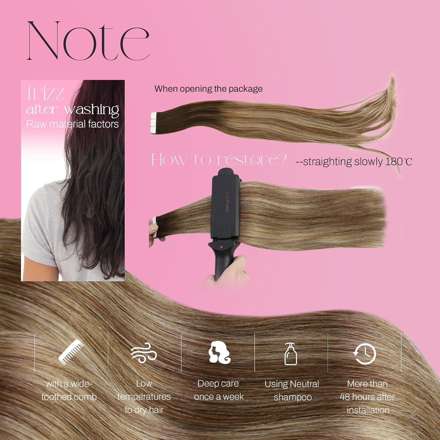 image:imageMoresoo Tape in Hair Extensions Human Hair Balayage Brown to Medium Brown with Blonde 20inch with Hair Extensions Hanger bundle